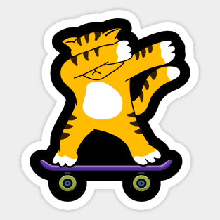 Dabbing Skater Cat Funny Dab Dance Skateboard Sticker